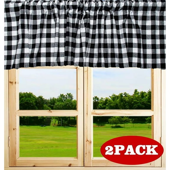 Kitchen Curtains Valances Window Valances Buffalo Check Farmhouse Curtains for Living Room 16" x 52" 2Packs