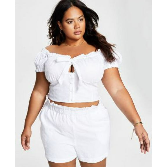 MSRP $60 Bar III Women Trendy Plus Size Eyelet-Embroidered Crop Top Size 24W