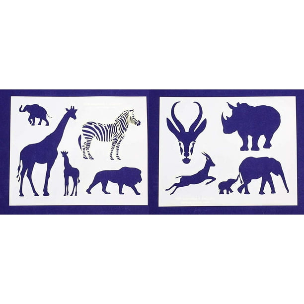 Safari Animals -2 Piece Stencil Set 14 Mil 8 Safari Animals -2 Piece Stencil Set 14 Mil 8