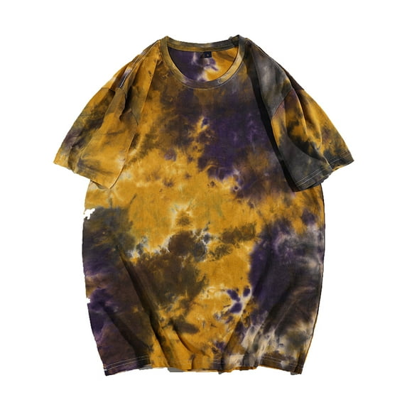 Frontwalk Short Sleeve Summer T-shirt for Women Round Neck Pullover Casual Shirt Tie Dye Print Summer Holiday Party Blouse Top