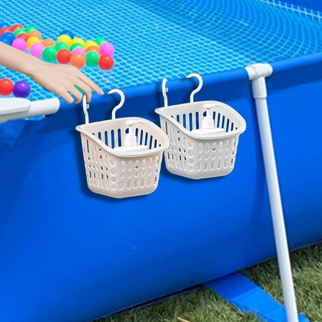 Grande Remise, Ensemble d'Organisation pour Piscine RvBM avec Porte-Gobelet, Bacs de Rangement pour Accessoires et Jouets de Piscine hors Terre/plastique, Beige, PENDANEM