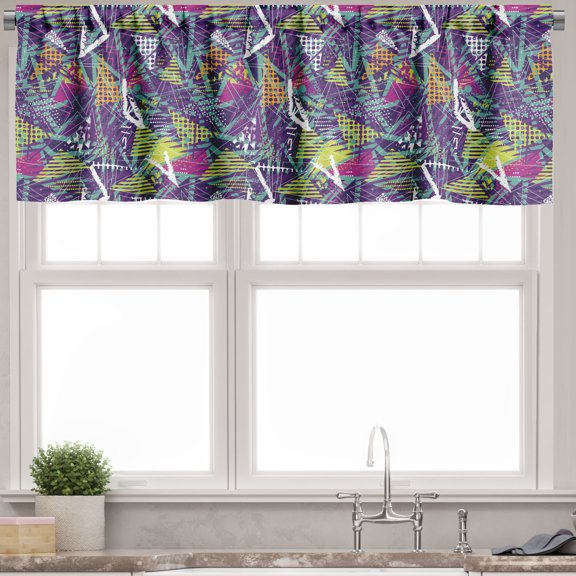 Ambesonne Colorful Valance Pack of 2, Retro Pop Art Groovy Dots, 54"X12", Purple and Cadet Blue