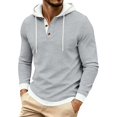 thumbnail image 2 of Admvng Mens Hooded Shirt Drawstring Hood Long Sleeve Casual Hoodie, 2 of 4