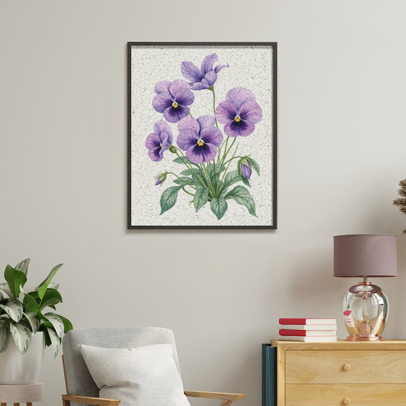 Paint by Numbers Kit for Adults, Purple Pansy Flowers Illustration Paint by Numbers, Easy Paint by Numbers Kit for Adults Beginner, DIY Adult Paint by Number Kits on Canvas, Home Decor