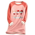 thumbnail image 1 of Camisas Navideñas Para Mujer, Blusas de Manga Larga Con Cuello Redondo, Estampado Navideño, Blusa Cálida de Terciopelo Con Retazos de Leopardo Odeerbi  ODB199683, 1 of 4