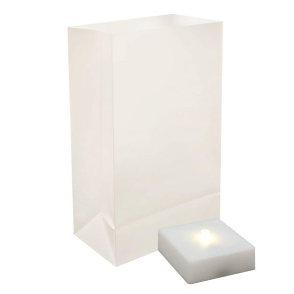 LumaBase Battery Operated LumaLite Luminaria Kit with Timer - Set of 6 (White)
