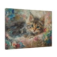 thumbnail image 2 of 12x16 inch Oil Painting Canvas Lovely Cats In The Flowers,Home Living Room,Office,Study,Balcony Decor Wall Art Prints,Classic Cats In The Flowers Canvas Frameless Painting,Gift For Cat Lovers, 2 of 6