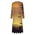 thumbnail image 4 of WXLWZYWL Womens Halloween Dress Plus Size Womens Dresses Fall 2024 Floral Printed Long Dress Long Sleeve Round Neck Sundress, 4 of 4