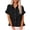 #02Black, variant on Linen Button Down Tops for Women Short Sleeve Summer Work Shirts Cute Ruffle Hem V Neck Blouses Dressy Casual Black M