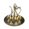 thumbnail image 3 of Olla de vinos de flaón de café, estilo de bebida versátil de estilo vintage tetera para la sala de estar para la sala de estar decoración de la mesa Bronce con bandeja de copa, 3 of 8