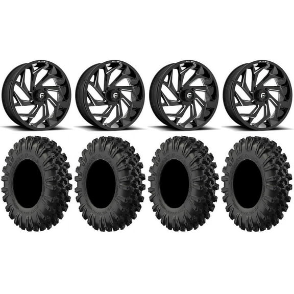 Fuel Reaction 18" Wheels Black 40" MotoRavage XL Tires Kawasaki Mule Pro FXT