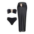 thumbnail image 2 of uublik 2 Piece Swimsuit for Women 3 Piece Bikini Set Beach Vacation Bathing Suit with Cover Up Skirt Black, 2 of 4