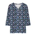 thumbnail image 4 of CYMMPU Tunic Tops 3/4 Sleeve Blouses for Women Dressy Casual Loose Fit V Neck Flower Printed Summer Fashion Shirts Spring Tops Plus Size Blouse Multicolor L, 4 of 4