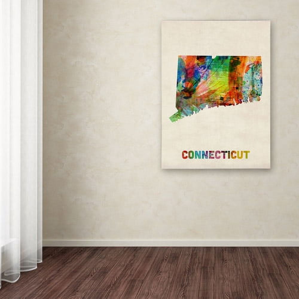 Trademark Fine Art "Connecticut Map" Canvas Wall Art by Michael Tompsett