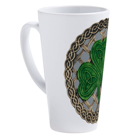 CafePress - Shamrock And Celtic Knots - 17 Oz White Ceramic Latte Mug