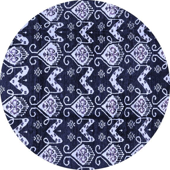 Ahgly Company Indoor Round Abstract Blue Modern Area Rugs, 6' Round