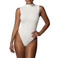 thumbnail image 2 of Baqcunre Bodysuits for Women Women Solid Color Sleeveless T Shirt Slim Sleeveless Half High Collar Bottom Dress Jumpsuit Shapewear Bodysuit Bodysuits for Women Tummy Control, 2 of 9