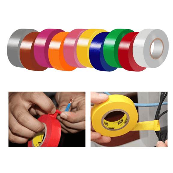 Electrical Tape Matte Rainbow 10 Colors Pack 3/4-Inch by 60 Feet, Waterproof,Strong Adhesive, Durable, Easy-Wrap