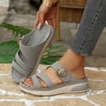 thumbnail image 4 of CYMMPU Women's Triple Strap Platform Slide Sandals, Buckle Decor Open Toe Slip On Wedge Slippers, Casual Summer Footwear Gray 37, 4 of 9