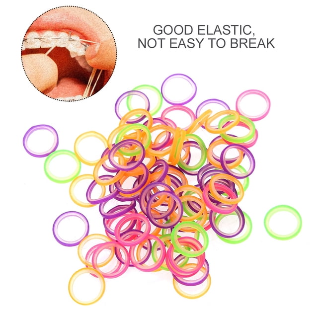 100 Pcs/Paquete de Bandas de Goma para Dientes Elásticos Dentales Profesionales, Suministros de Ortodoncia, Bandas de Goma de Colores, Herramienta de Ortodoncia Oral(1/4 (6,35 MM)) Ecomeon no