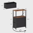 thumbnail image 3 of PrimeCook Shop Small Narrow LED End Table with Charging Station, Side Table Outlets, Nightstand with 2 Cloth Drawers, Set of 2, Couch Table, for Living Room, Bedroom, Bedside, Brown and Black, 3 of 16
