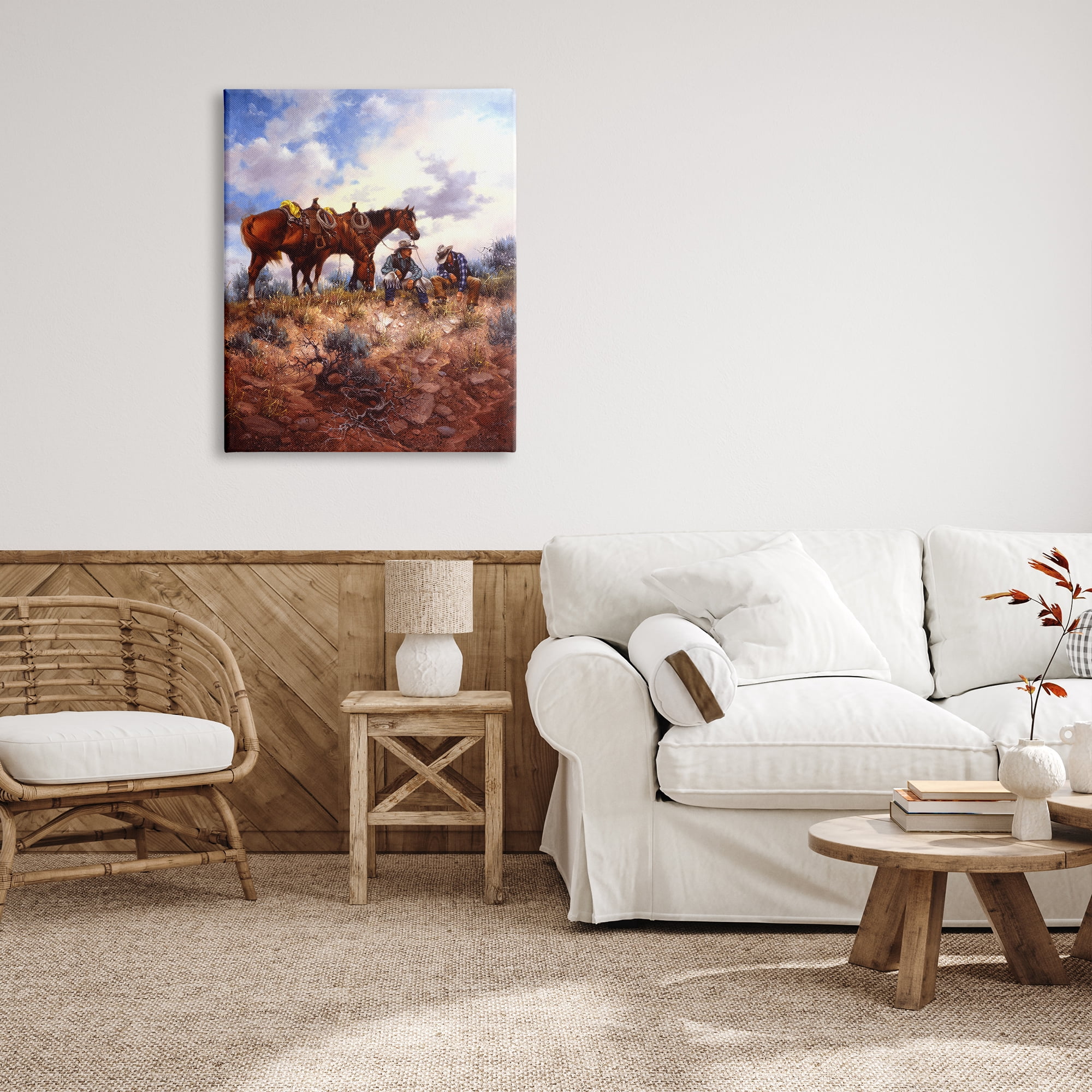 Stupell Industries Cowboys & Horses Landscape Animals & Insects Painting Gallery Wrapped Canvas Print Wall Art, 30 x 40