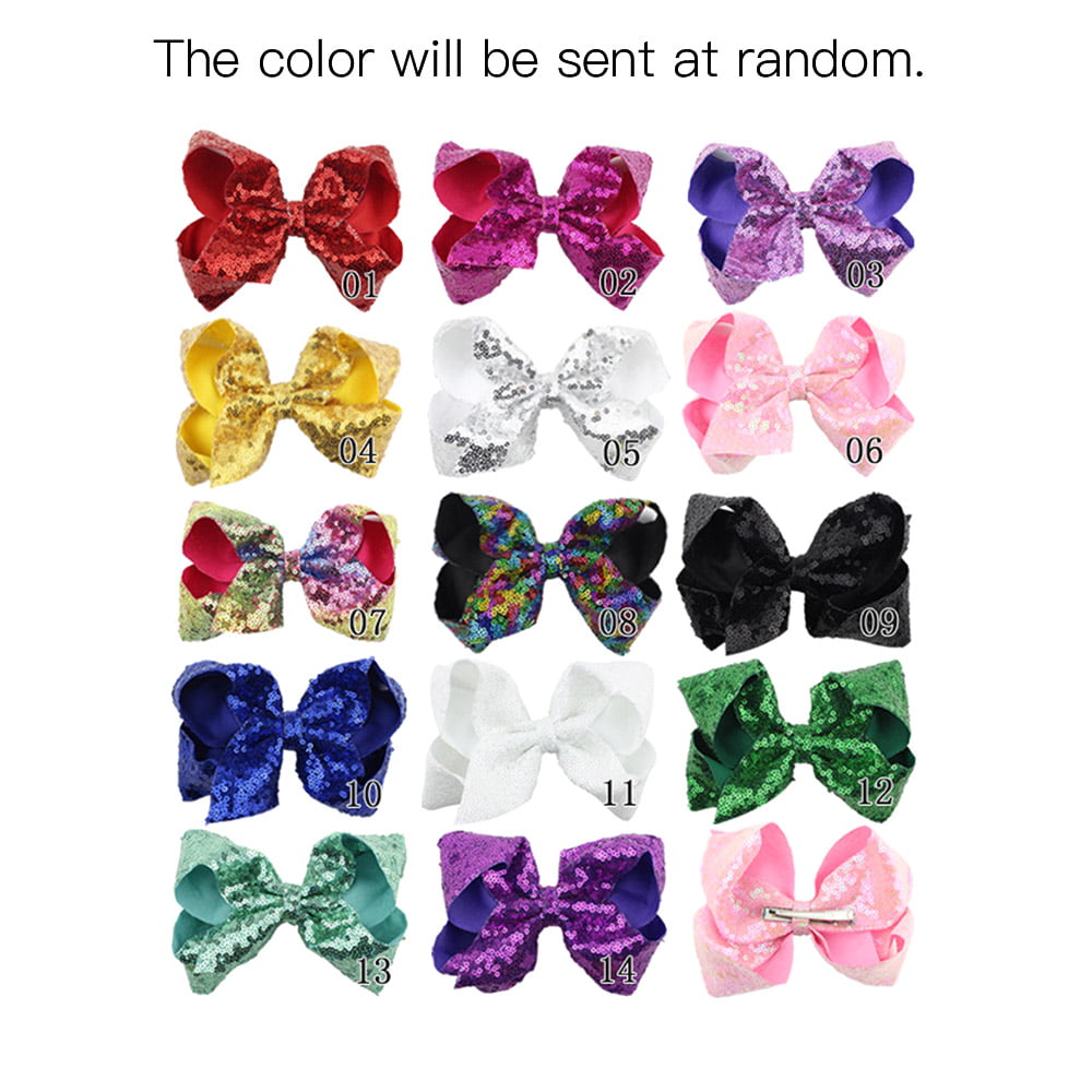 Heart Service Sequin Bow Kids Bow Hair Accessories DIY Craft Decorative Headwear for Girls 20 Pieces Random Color