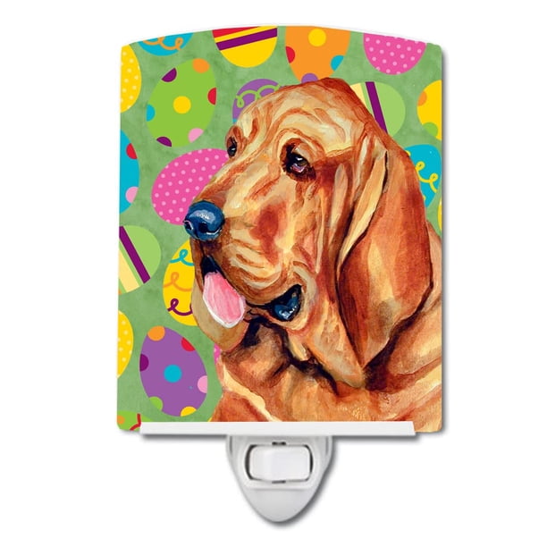 Caroline'S Treasures Lh9421Cnl Bloodhound Easter Eggtravaganza Luz Nocturna De Cerámica Compacta Con Certificación Ul, Ideal Para Dormitorio, Baño, Guardería, Pasillo, Cocina, 6 X 4 X 3, Multicolor