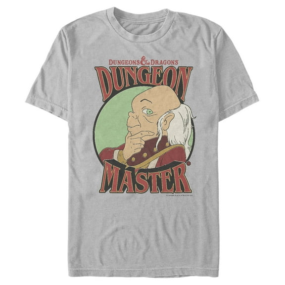Men's Dungeons & Dragons Dungeon Master Cartoon Graphic Tee Silver Medium