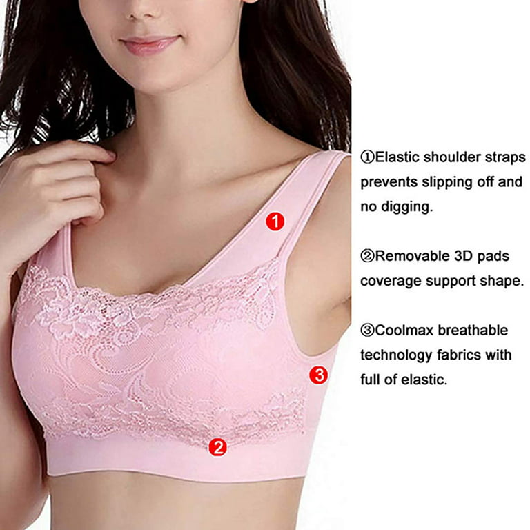 adviicd Underoutfit Bras for Women Women's Pure Comfort Front Close  Wirefree Bra Pink Small