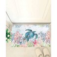 thumbnail image 4 of Shag Bath Rugs Blue Sea Turtle Summer Nautical Coral Plush Soft Fluffy Doormat Floor Carpet,Non-Slip Living Room Bedroom Kitchen Entryway Door Mats Ocean Life Retro Letter, 4 of 6