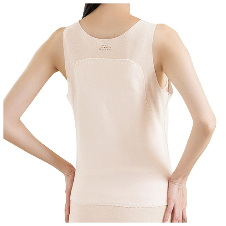 Women Thermal Underwear Tops Fleece Lined O Neck Tank Tops sports