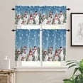 thumbnail image 2 of Christmas Snowman Kitchen Curtains and Valances Set, Red Snowman Xmas Trees Snowflakes Blue Ombre Rod Pocket Window Valance Window Curtain Panels for Living Room Bedroom Laundry, 27.5x24in, 3 Pieces, 2 of 7