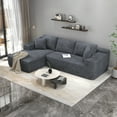 thumbnail image 4 of Indoor Modular Sectional Sofa with Reconfigurable Modules, Corduroy Upholstery, Vacuum Design, No-Assembly Design, Left Facing Chaise, Gray, 4 of 9