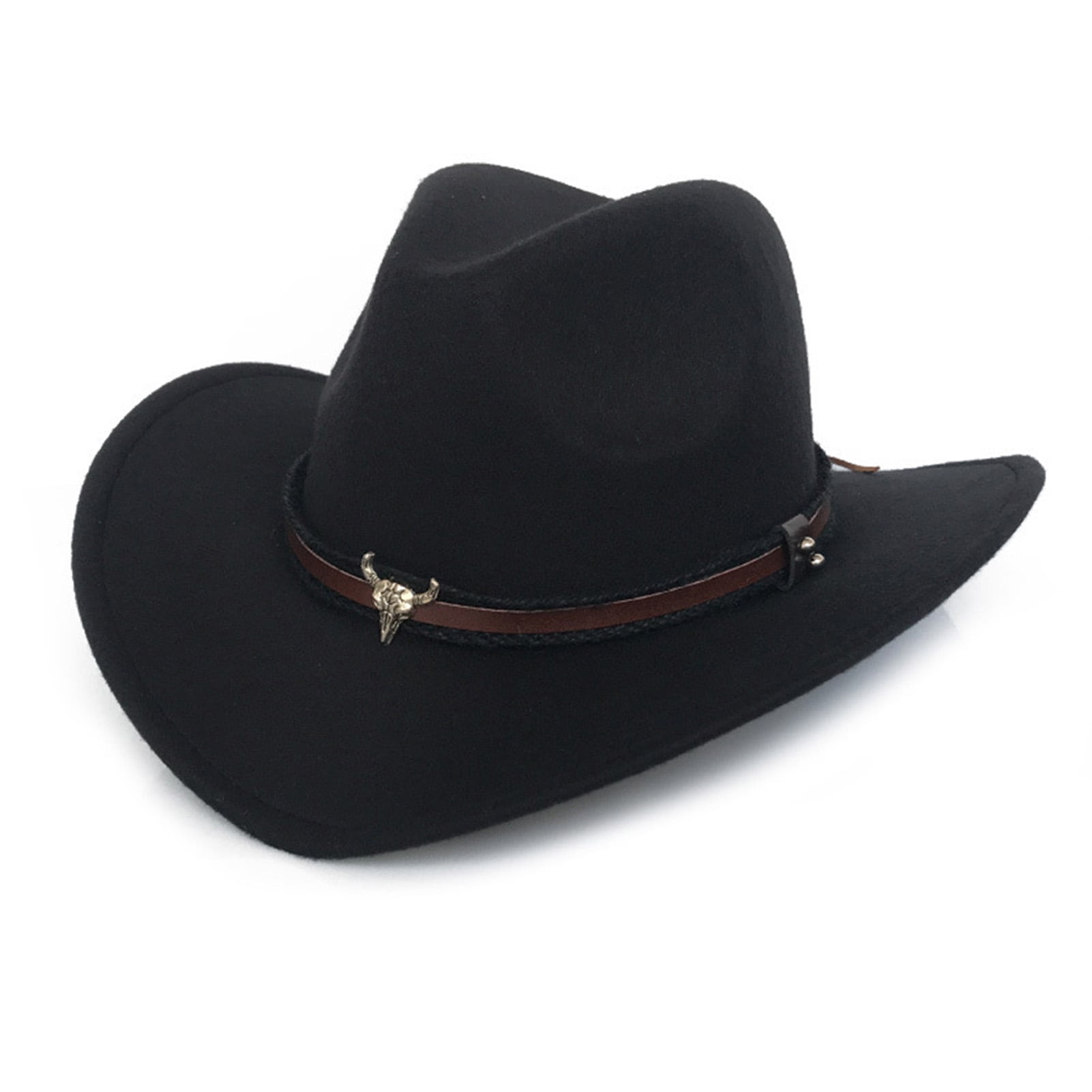 Wide Brim Cowboy Hat One Size Fits Most Adult Men Costume Hats Black Thick Felt 