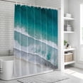 thumbnail image 5 of Dark Teal Beach Shower Curtain Set - 48" x 72" Washable Bathtub Curtain with 12 Hooks, Summer Sea Waves Coastal Nautical Waterproof Fabric Stall Shower Curtains for Bathroom/Bathtub Décor, 5 of 6