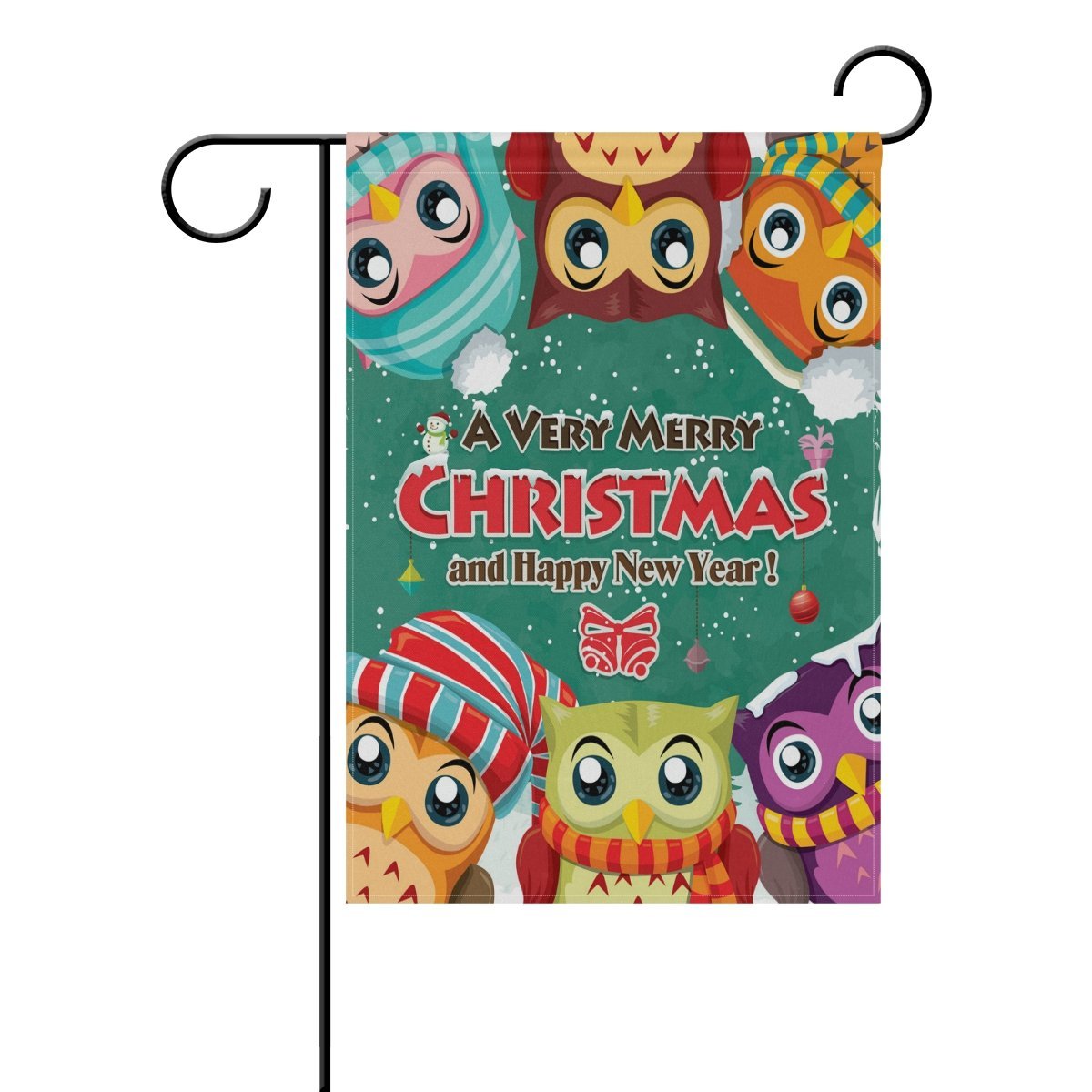 POPCreation Vintage Christmas Poster Design With Owls Polyester Garden Flag Outdoor Flag Home Party Garden Decor 28x40 inches - image 1 of 2