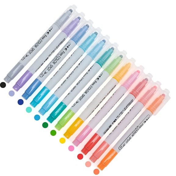BESTSKY Creative Dot Marker Highlighters Novelty Colored Dotted Art Markers Dual-Tip Journaling Drawing Highlighters 6 12 24 Colors