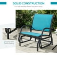 thumbnail image 5 of Outsunny Outdoor Glider Chair, Swing Chair with Breathable Mesh Fabric, Curved Armrests and Steel Frame for Porch, Garden, Poolside, Balcony, Blue, 5 of 9
