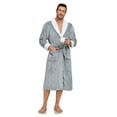 thumbnail image 4 of PajamaX Luxurious Mens Shawl Collar Plush Fleece Bathrobe Cozy Warm Bathrobe Long Robe With Pockets (M, Grey), 4 of 7