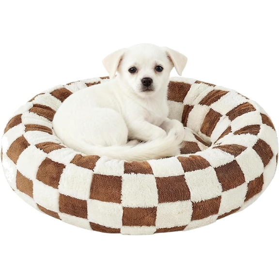 Calming Round Pet Bed with Removable Washable Cover, Plush Cushion for Small Dogs and Cats
