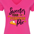 thumbnail image 4 of Inktastic Thanksgiving Sweeter Than Pumpkin Pie Women's V-Neck T-Shirt, 4 of 5