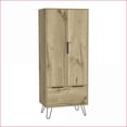 thumbnail image 2 of Chests & Wardrobes, Contemporary 2-Door 1-Drawer Wardrobe with Hanging Rod | Light Oak | Particle Board, 2 of 7