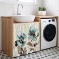 thumbnail image 3 of Blue Green Floral Cabinet Curtain 35"Wx35"L,Dustproof Under Sink Skirt with Self Adhesive Tape,Spring Summer Mallow Flowers Retro Cabinet Curtain Cover for Kitchen Sink,Bathroom Vanity,Laundry Room, 3 of 9