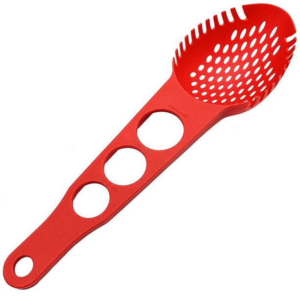 ckepdyeh - Tenedor para espaguetis de nailon antiadherente, cuchara ranurada, colador de alimentos con herramienta para medir espaguetis, cucharón colador