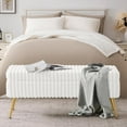 thumbnail image 3 of Storage Ottoman Bench for Bedroom, 44" Upholstered End of Bed Storage Bench with Gold Metal Legs, Modern Fabric Ottoman Storage Bench with Seating for Living Room Entryway, White, 3 of 8