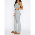 thumbnail image 3 of Cenuakty Women Casual Pants Set Vintage Ribbed Solid Color Sleeveless Pants 2 Piece Outfits Loungewear, 3 of 4