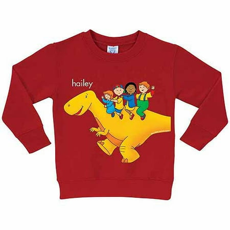Ride T-shirt Sweatshirt - Personalized Caillou Dinosaur Ride Toddler Boy Red Pullover Sweatshirt