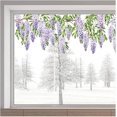 thumbnail image 2 of 118x39cm Large Wisteria Window Clings Summer Purple Flower Hanging Vine Branches Leaf Decals Double Sided Static Window Stickers PVC Anti-Collision Window Film for Home Glass Sliding Door, 2 of 9