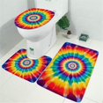 thumbnail image 2 of Colorful Rainbow Tie Dye Spiral Pattern Bathroom Rugs Sets 3 Piece,Toilet Cover Set,Absorbent Non Slip Bathroom Mats Sets with U-Shaped Contour Rug Toilet Rug Set, 2 of 5